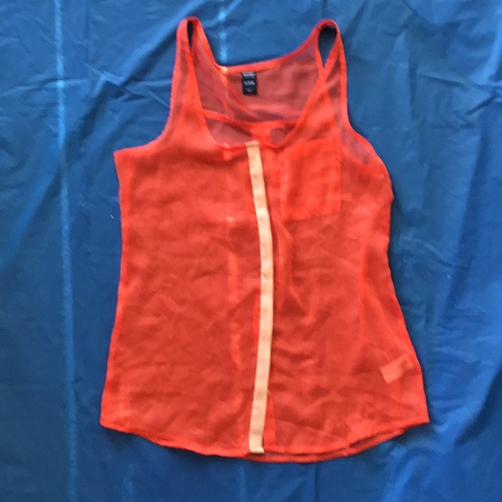 Orange chiffon sleeveless top